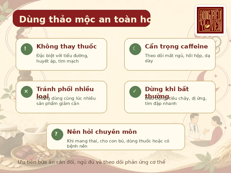 Infographic lưu ý an toàn khi dùng thảo mộc giảm thèm ăn