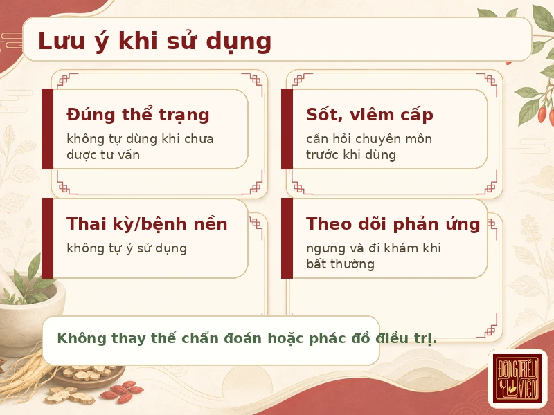 Infographic lưu ý an toàn khi dùng Hoàn Thập Toàn Đại Bổ