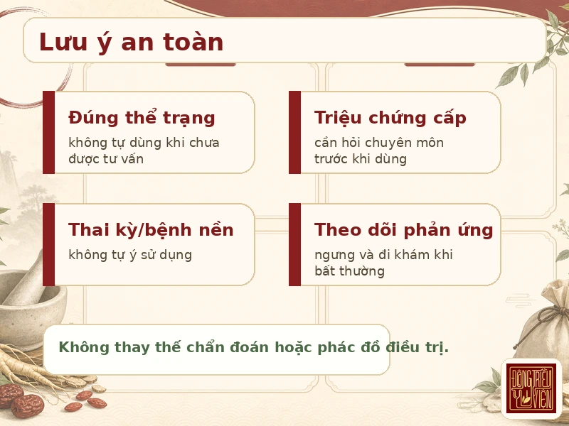 Infographic lưu ý an toàn khi dùng Lục Vị Hoàn (Roku Mi Gan)