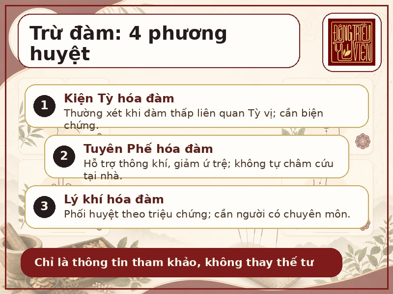 Infographic 4 huyệt vị hỗ trợ trừ đàm: các huyệt thường dùng theo biện chứng Đông y