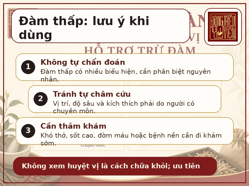 Infographic lưu ý an toàn khi dùng huyệt vị hỗ trợ trừ đàm