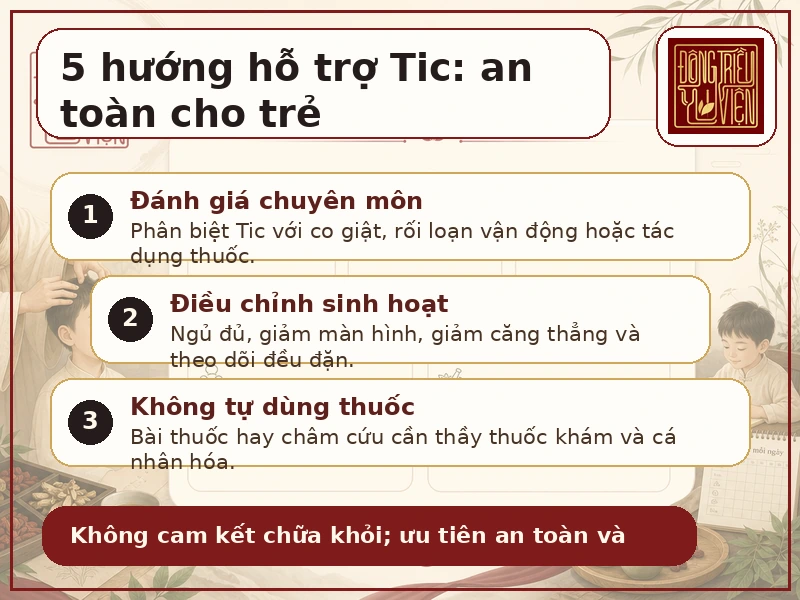 Infographic 5 hướng hỗ trợ hội chứng Tic an toàn cho trẻ
