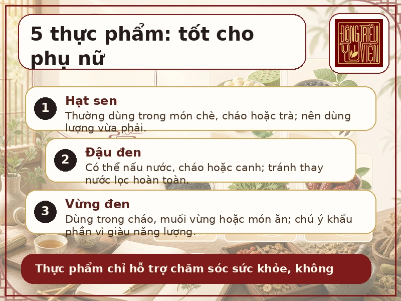 Infographic 5 thực phẩm tốt cho phụ nữ thường được nhắc đến