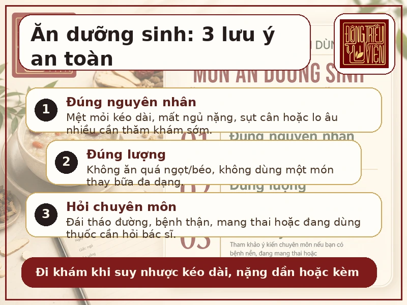 Infographic lưu ý an toàn khi dùng món ăn dưỡng sinh hỗ trợ suy nhược thần kinh