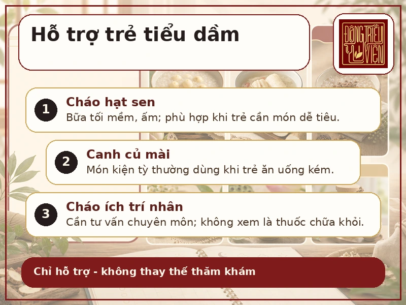 Infographic 6 món ăn hỗ trợ tiểu dầm ở trẻ