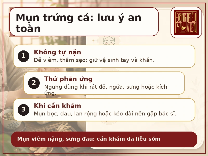 Infographic lưu ý an toàn khi chăm sóc mụn