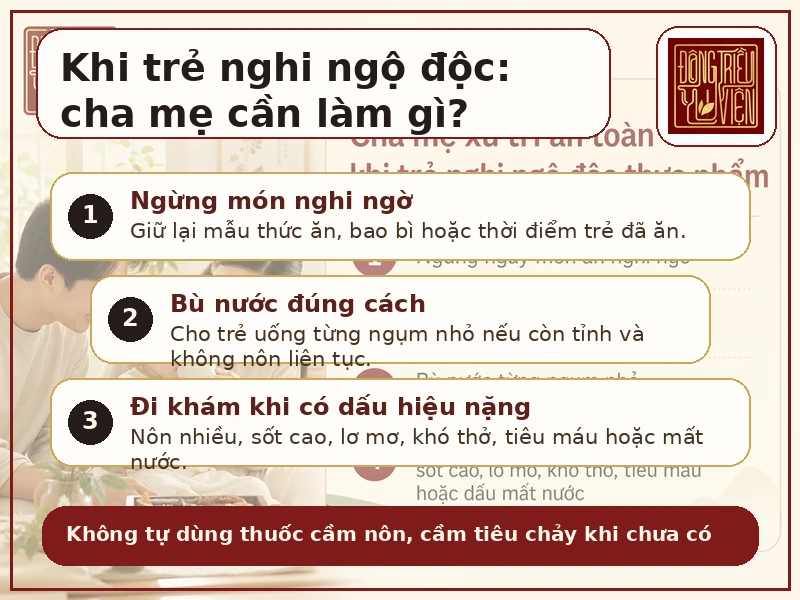 Infographic xử trí khi trẻ nghi ngộ độc thực phẩm