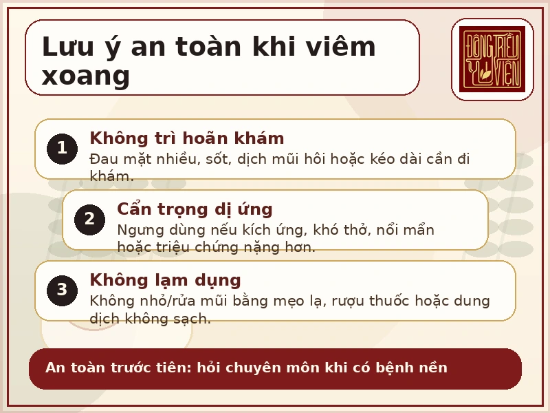 Infographic lưu ý an toàn khi trị viêm xoang dân gian