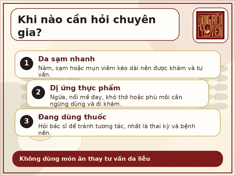 Infographic lưu ý an toàn khi dùng món ăn thuốc đẹp da