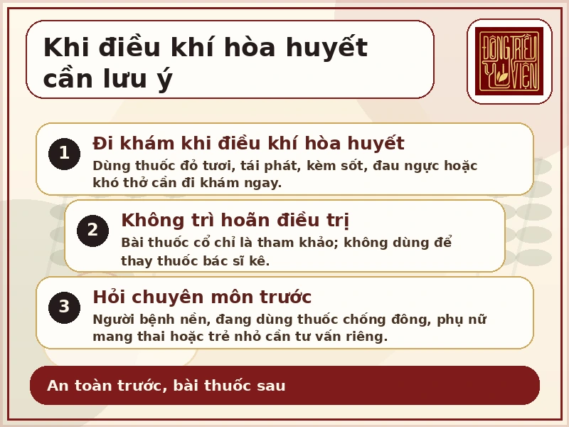 Infographic lưu ý an toàn khi điều khí hòa huyết