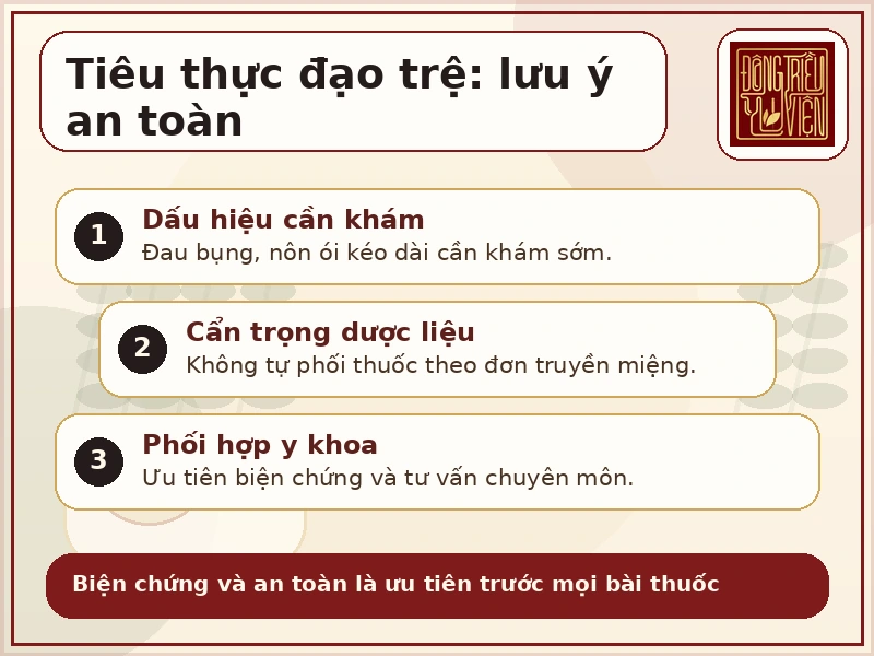 Infographic lưu ý an toàn khi tham khảo tiêu thực đạo trệ