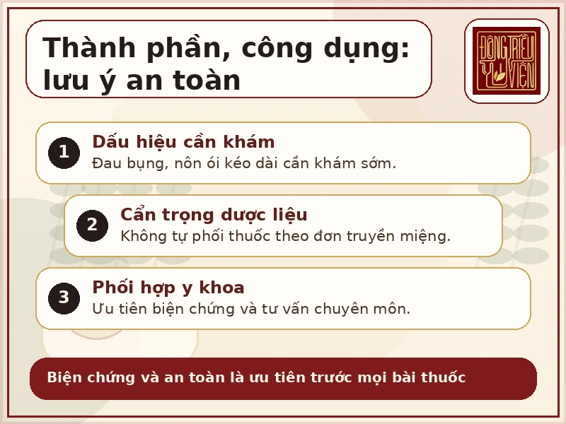 Infographic lưu ý an toàn khi tham khảo thành phần, công dụng