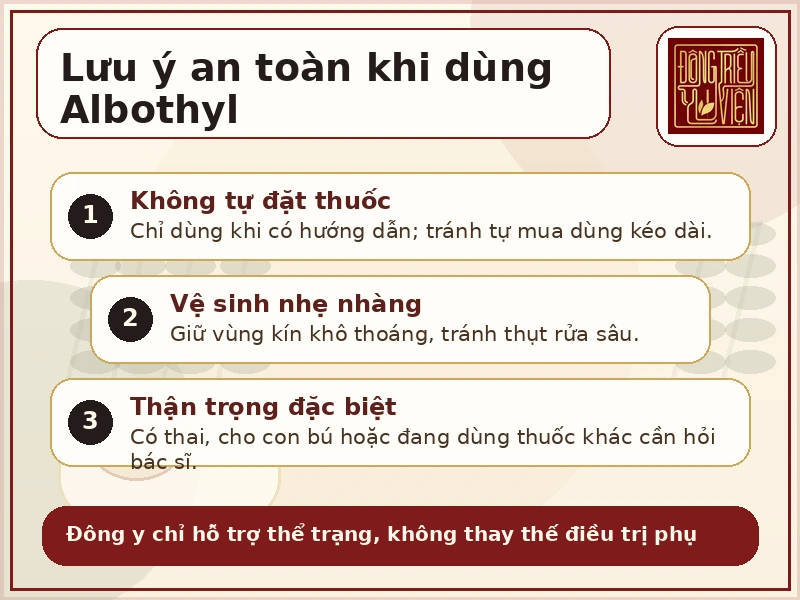 Infographic lưu ý an toàn khi dùng Albothyl