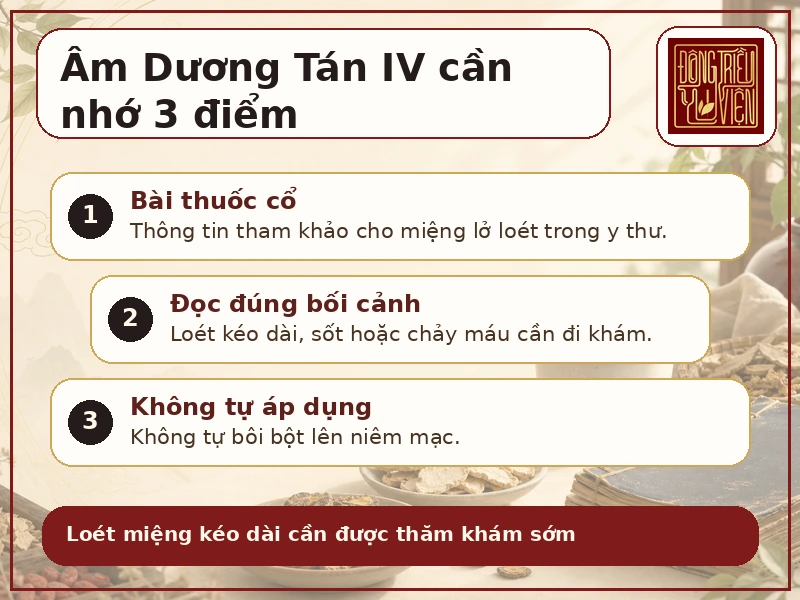 Infographic Âm Dương Tán IV: miệng lở loét và lưu ý an toàn