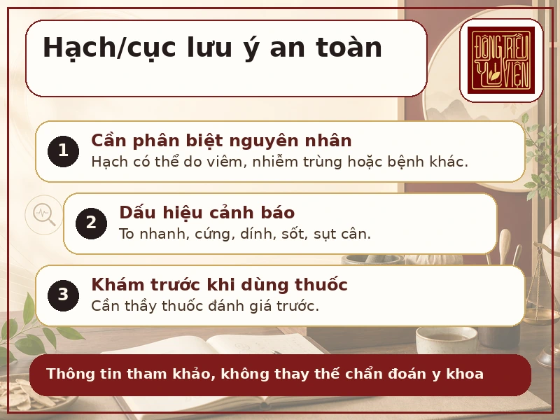 Infographic lưu ý an toàn với triệu chứng hạch Đông y