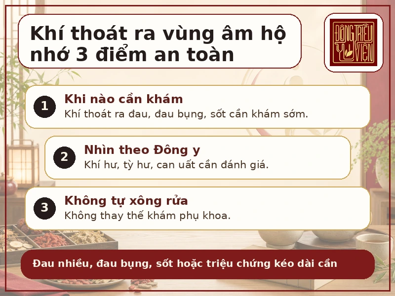 Infographic Âm hộ có khí thoát ra: chẩn đoán y khoa và lưu ý an toàn