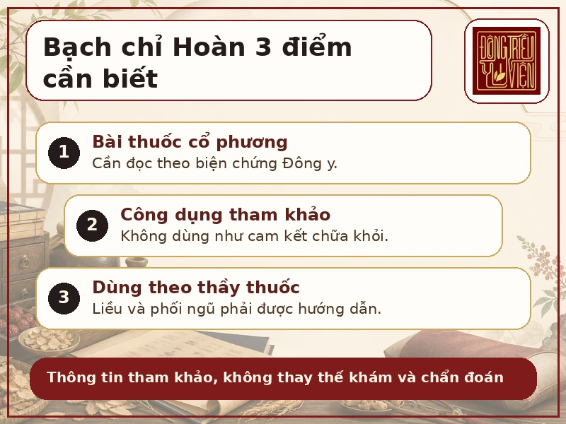 Infographic Bạch chỉ Hoàn: bài thuốc cổ phương, hỗ trợ chứng sổ mũi tham khảo và cách dùng theo thầy thuốc