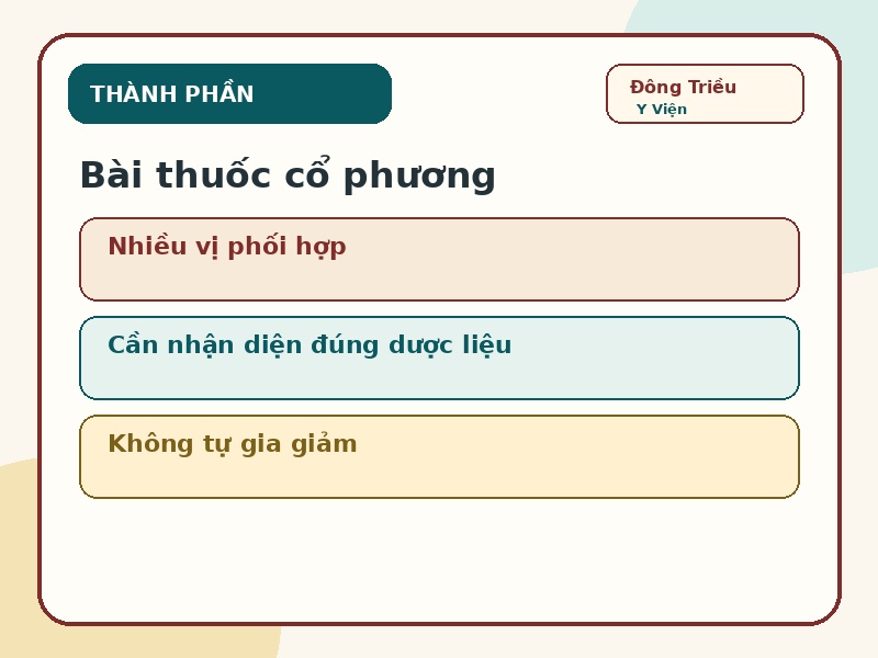 Infographic thành phần Bách Bệnh Vô Ưu Tán theo cổ phương