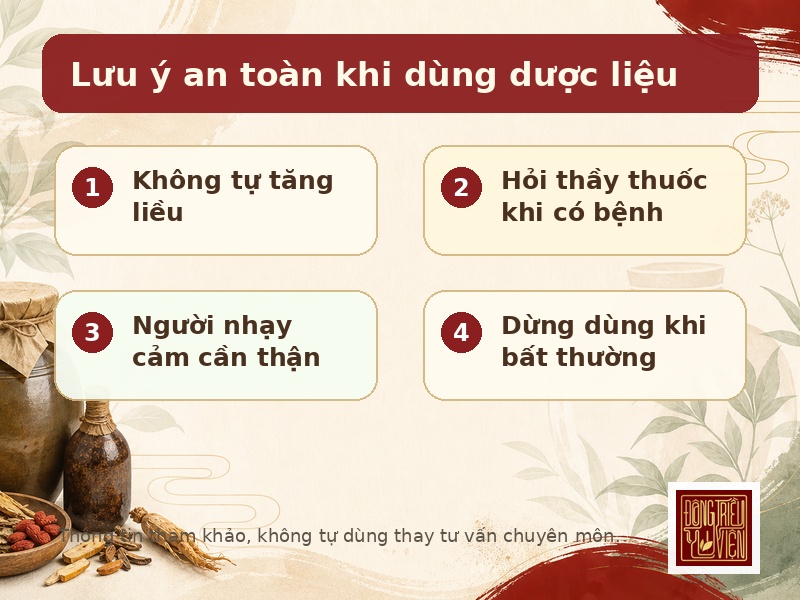 Lưu ý an toàn khi dùng dược liệu