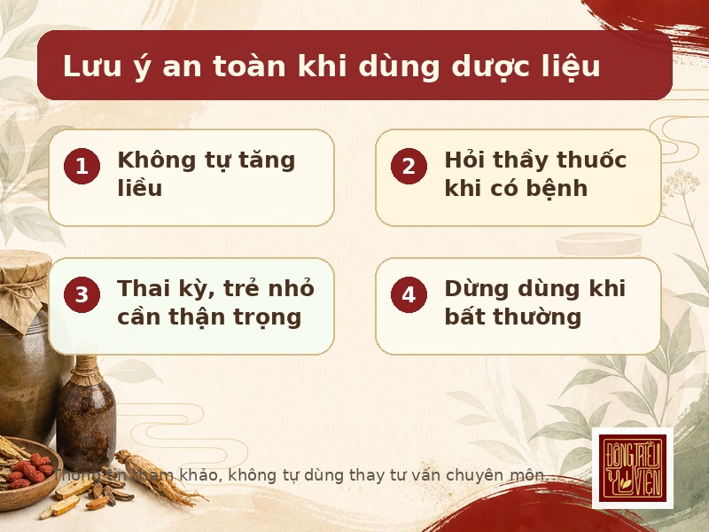 Lưu ý an toàn khi dùng dược liệu