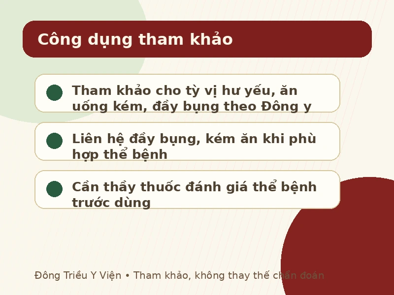 Công dụng tham khảo của Bạch truật Hoàn IV theo Đông y