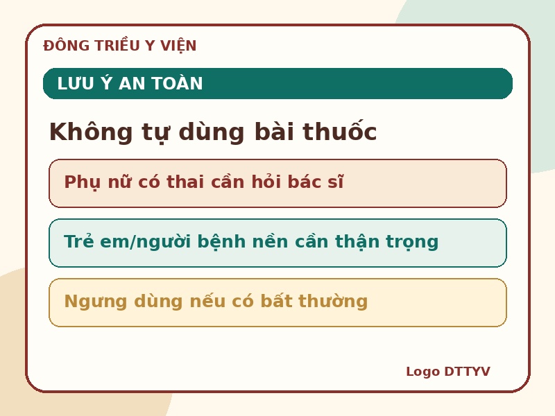 Infographic lưu ý an toàn khi tham khảo Bạch truật Ngũ Vị Thang