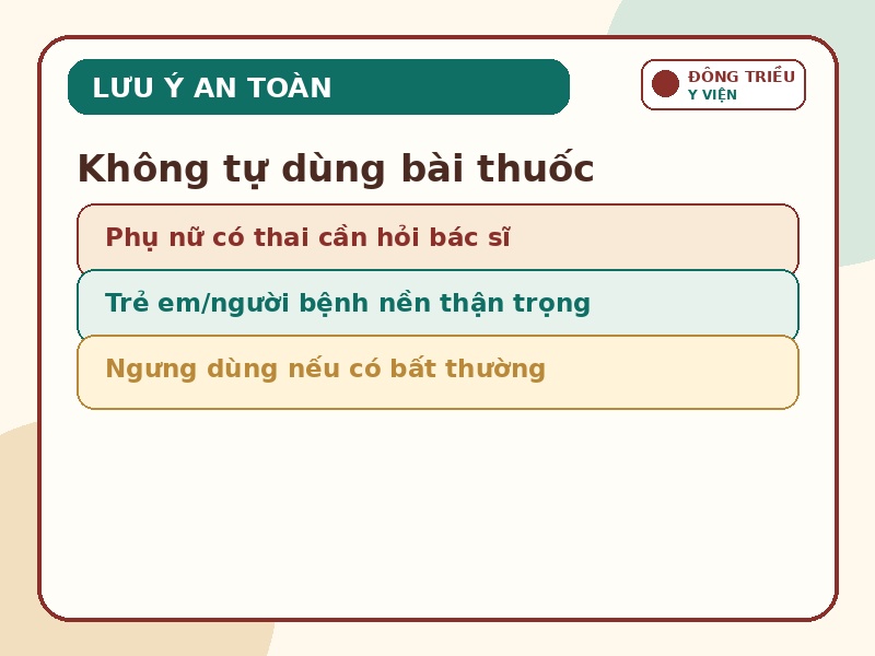 Infographic lưu ý an toàn khi tham khảo Bạch truật Phụ tử Thang III