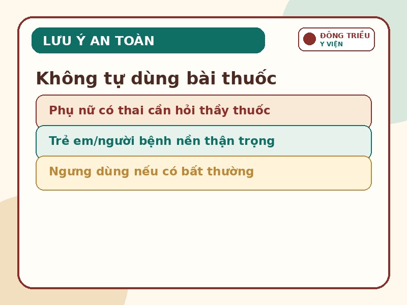 Infographic lưu ý an toàn khi tham khảo Bạch truật Tán III