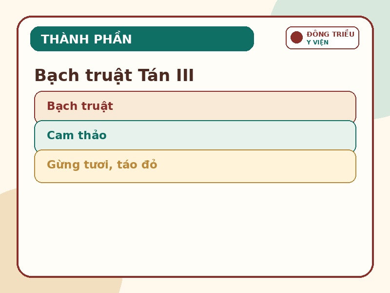 Infographic thành phần chính của Bạch truật Tán III