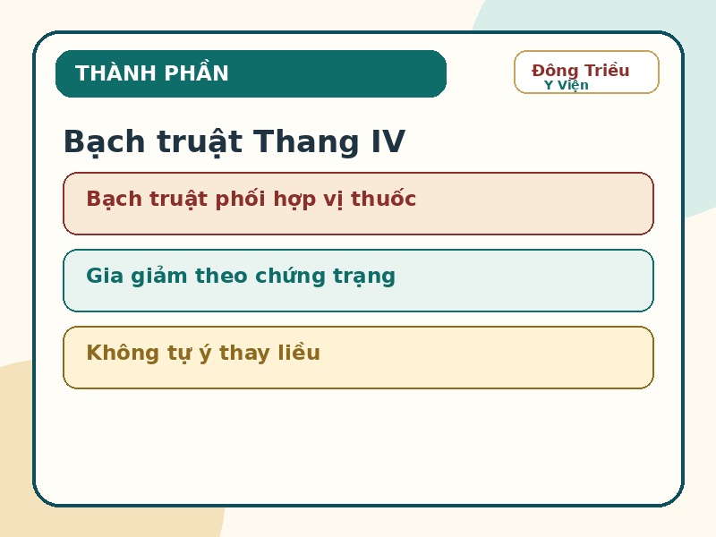 Infographic thành phần tham khảo của Bạch truật Thang IV