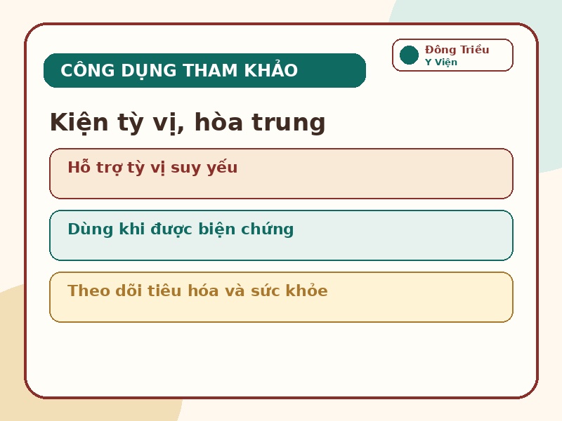 Infographic công dụng tham khảo cho kiện tỳ và hóa thấp