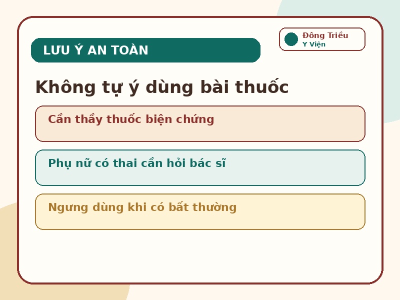 Infographic lưu ý khi có phụ tử khi tham khảo bài thuốc Bạch truật Thang VII