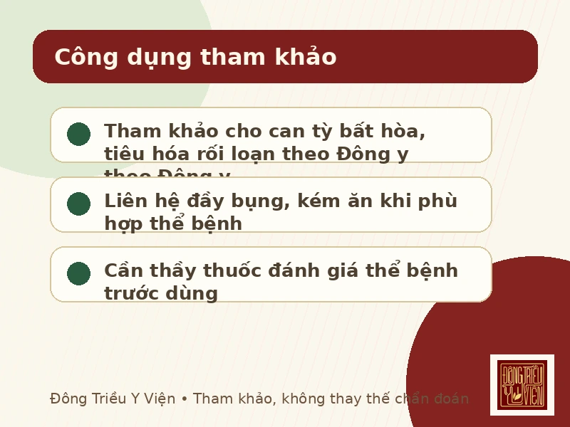 Công dụng tham khảo của Bạch truật Thược Dược Tán theo Đông y