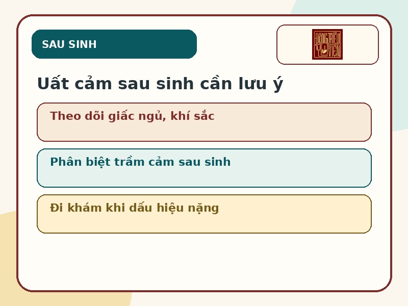 Infographic lưu ý uất cảm sau sinh cần phân biệt trầm cảm sau sinh