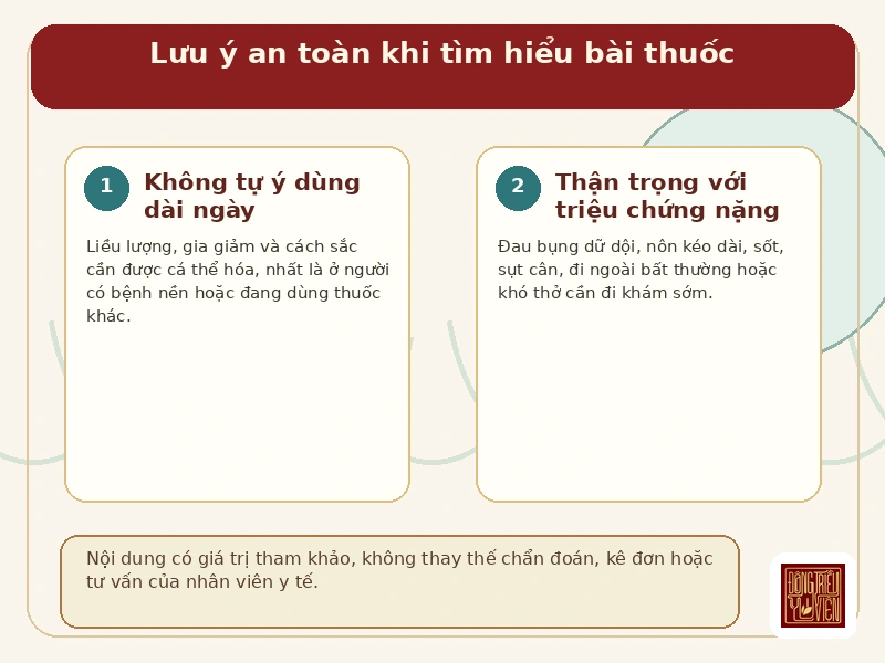 Infographic lưu ý an toàn của Bán hạ Bình Vị Tán