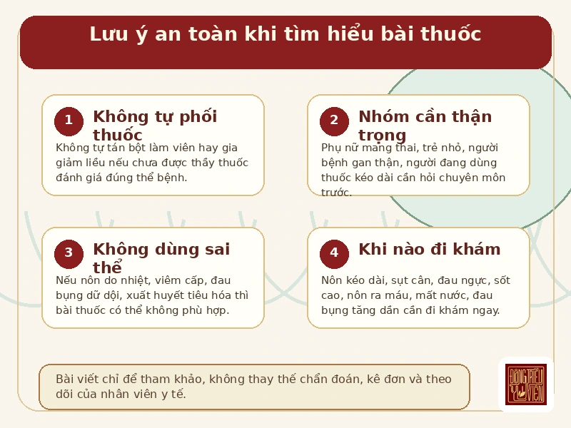 Infographic Bán hạ Đinh hương Hoàn: lưu ý an toàn khi tìm hiểu bài thuốc