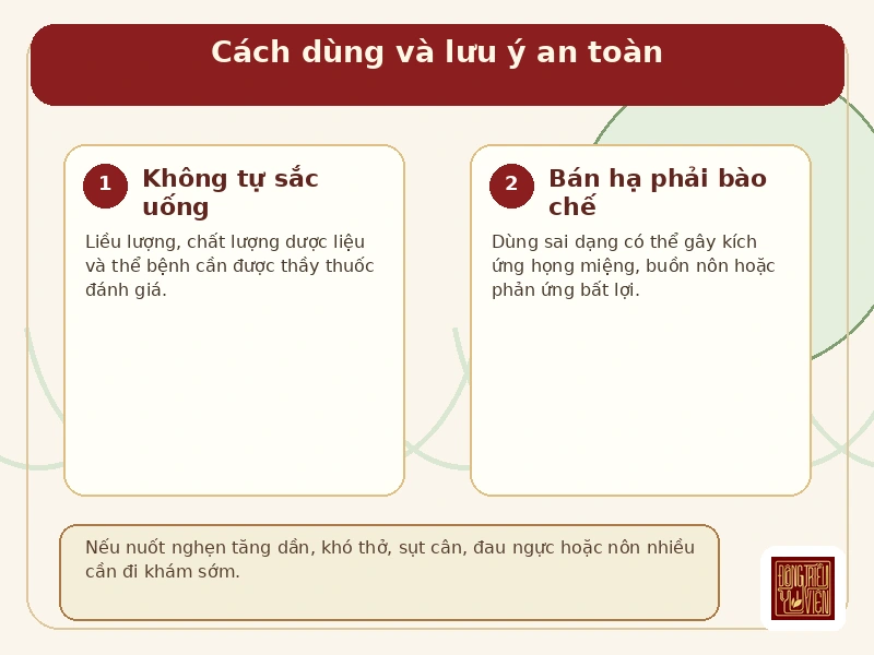 Infographic cách dùng và lưu ý an toàn của Bán hạ hậu phác thang