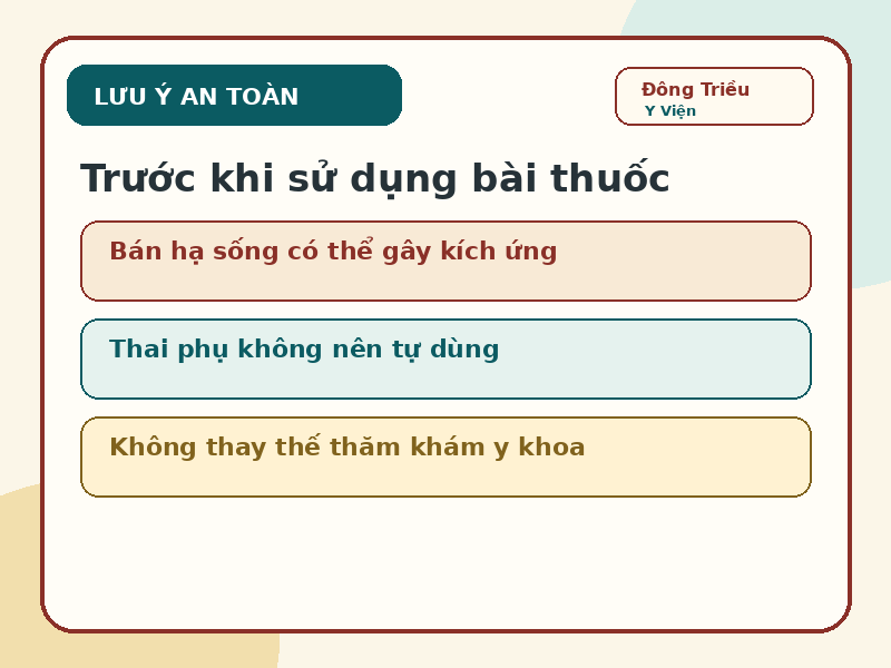Infographic lưu ý an toàn khi dùng Bán hạ Hóa Đờm Hoàn