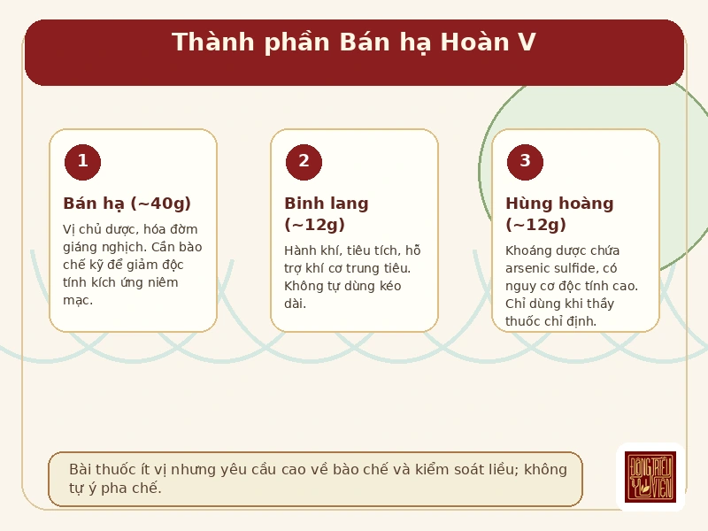 Infographic thành phần bài thuốc Bán hạ Hoàn V
