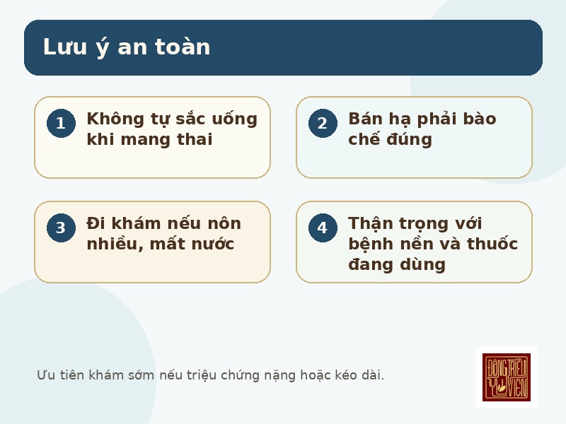 Infographic lưu ý an toàn khi tìm hiểu Bán hạ Phục linh Thang II