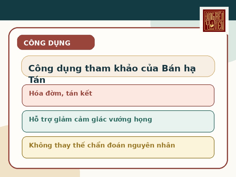 Infographic công dụng tham khảo của Bán hạ Tán theo tài liệu Đông y