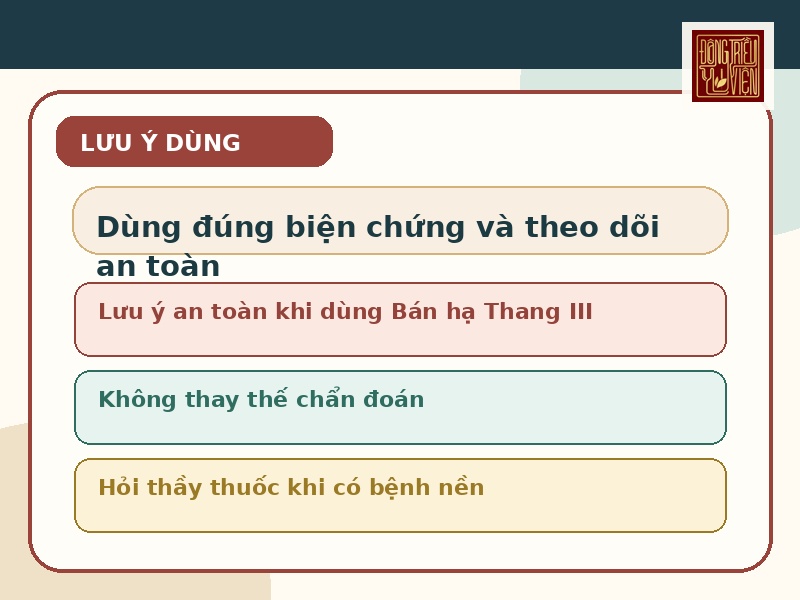 Infographic lưu ý an toàn khi tham khảo Bài thuốc Bán hạ Thang III