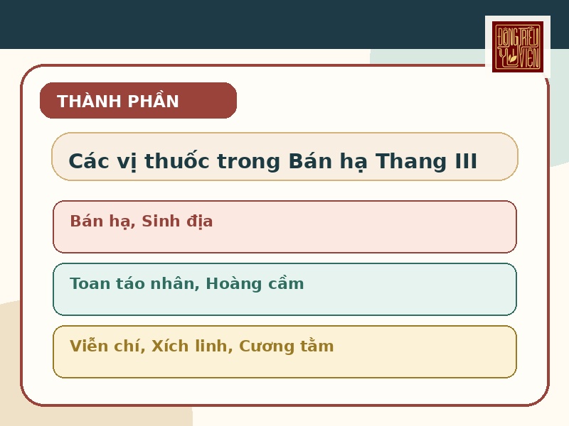 Infographic thành phần thường được nhắc đến trong Bài thuốc Bán hạ Thang III