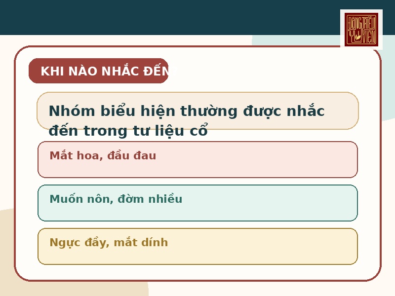 Infographic tóm tắt các biểu hiện thường được nhắc đến khi nói về Bán hạ Thương Truật Thang