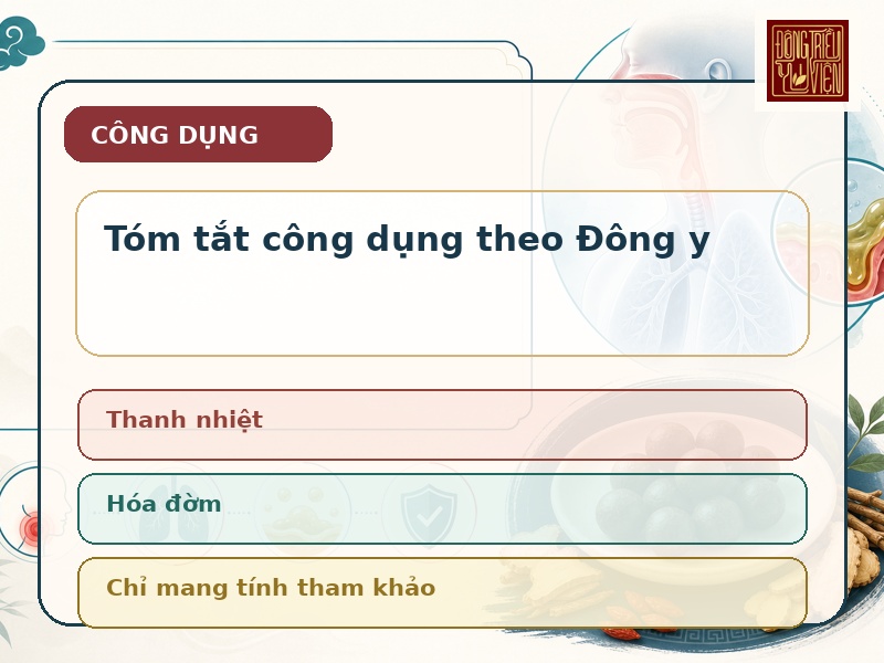 Infographic tóm tắt công dụng theo Đông y của Bán Hoàng Hoàn
