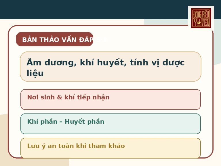 Ảnh đại diện bài Bản thảo vấn đáp câu 5-8 về âm dương, khí huyết và tính vị dược liệu