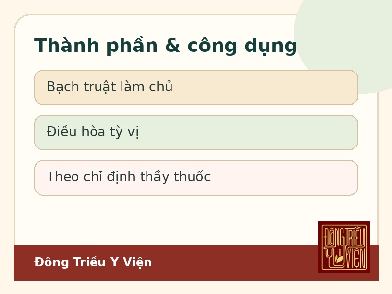 Infographic thành phần và công dụng Bạch truật Điều Nguyên Tán