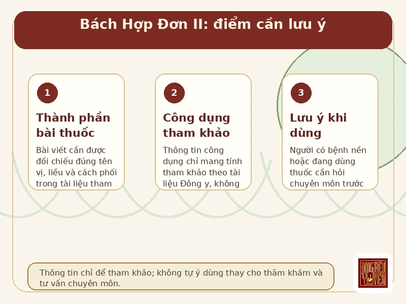 Infographic Bách Hợp Đơn II: thành phần và công dụng tham khảo