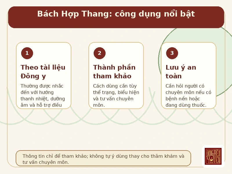 Infographic Bách Hợp Thang: công dụng và lưu ý an toàn