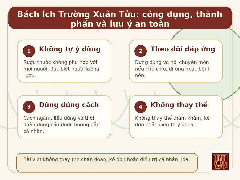 Infographic Bách Ích Trường Xuân Tửu: lưu ý an toàn